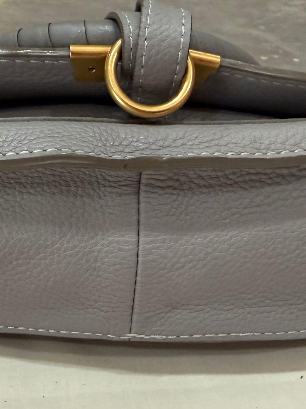 Chloe Gray Mini Marcie Leather Top-Handle Crossbody with Gold Hardware - Picture 15 of 15
